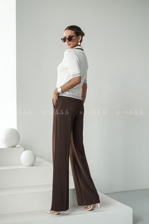 Spodnie z prostą nogawką brązowe Poul 10
