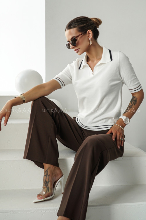 Spodnie z prostą nogawką brązowe Poul 9