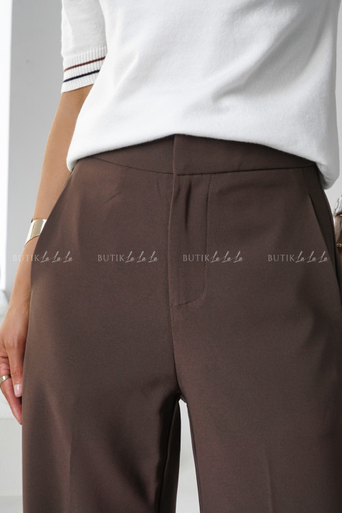 Spodnie z prostą nogawką brązowe Poul 7