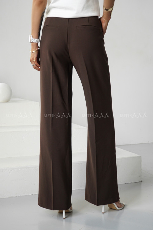 Spodnie z prostą nogawką brązowe Poul 5