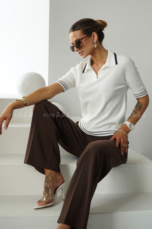 Spodnie z prostą nogawką brązowe Poul 4