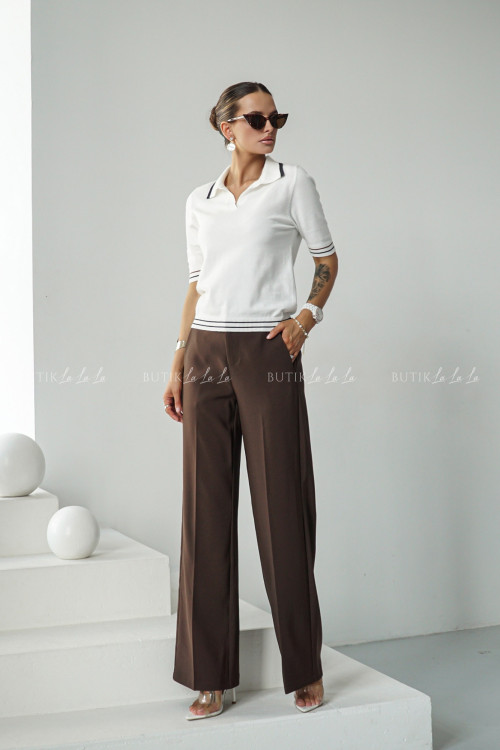 Spodnie z prostą nogawką brązowe Poul 3