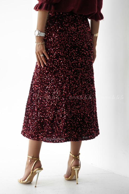 Spódnica cekinowa bordowa Flamentino 8