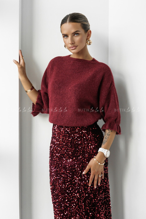 Sweter na krótki rękaw bordowy Bire 1