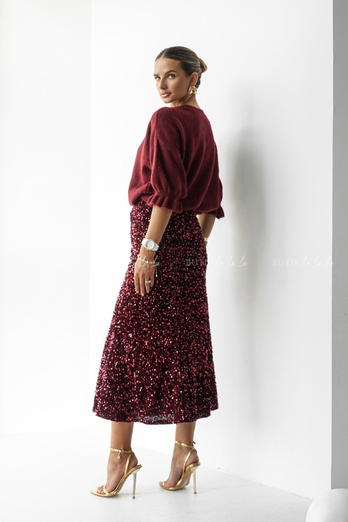 Sweter na krótki rękaw bordowy Bire 2