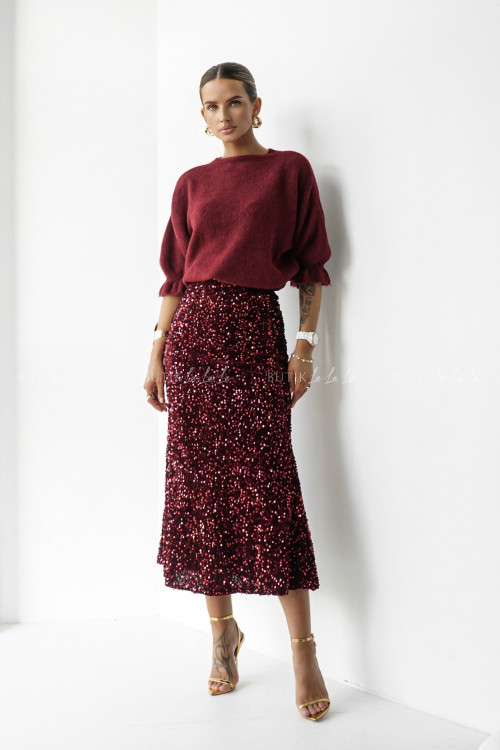 Sweter na krótki rękaw bordowy Bire 4