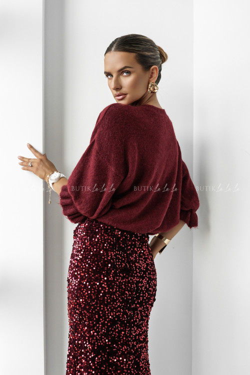 Sweter na krótki rękaw bordowy Bire 6