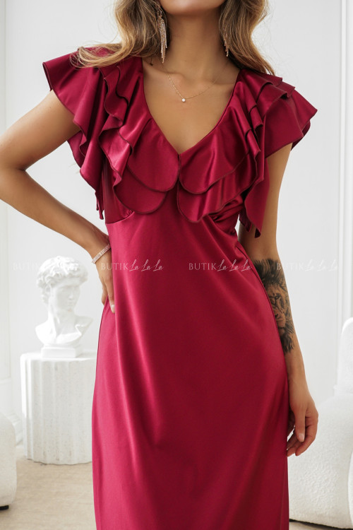 Sukienka Maxi satynowa bordowa Esme