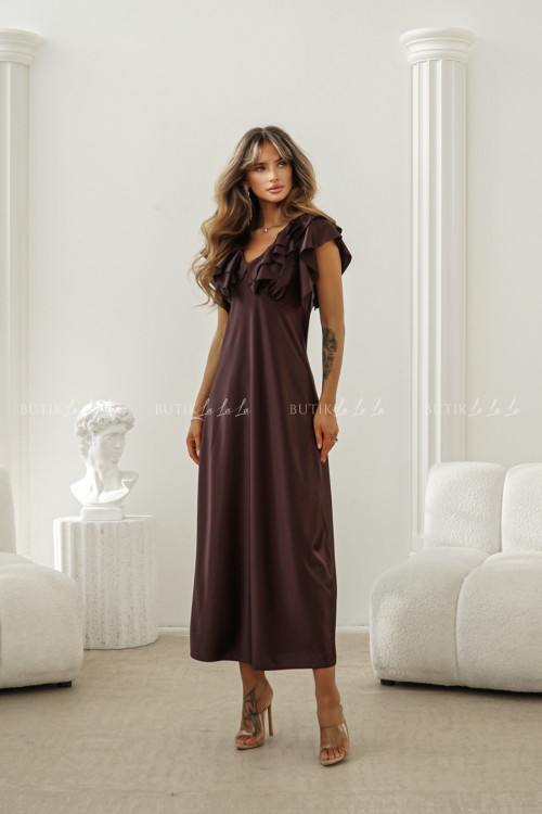Sukienka Maxi satynowa brązowa Esme