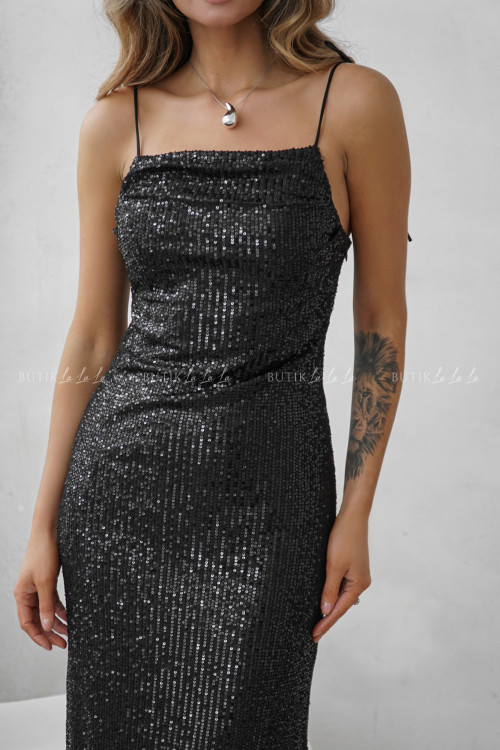 Sukienka cekinowa czarna Delori