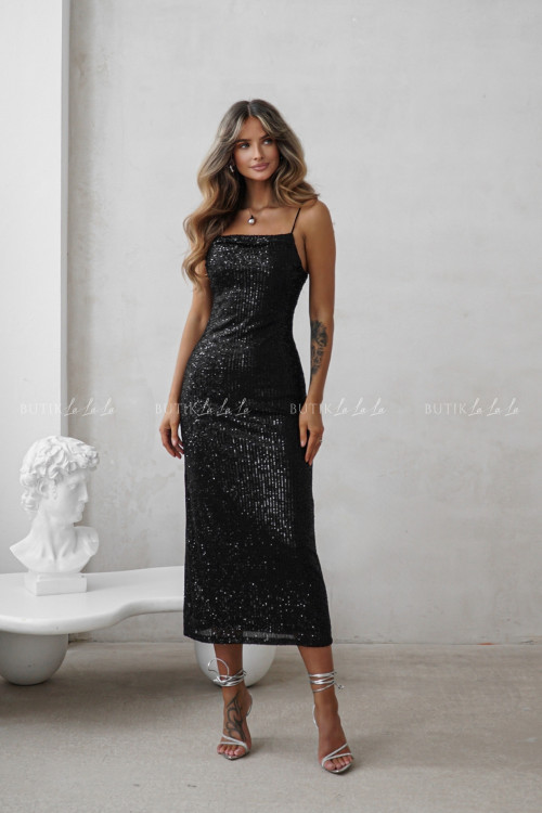 Sukienka cekinowa czarna Delori 3