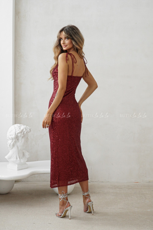 Sukienka cekinowa bordowa Delori 1