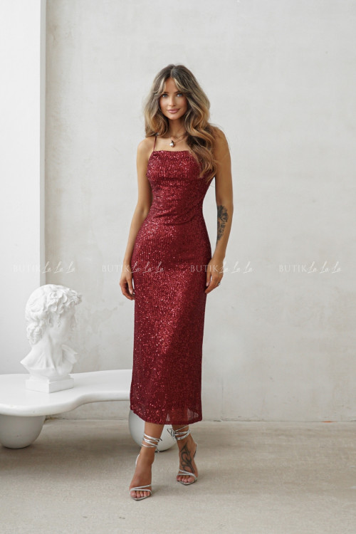 Sukienka cekinowa bordowa Delori 2