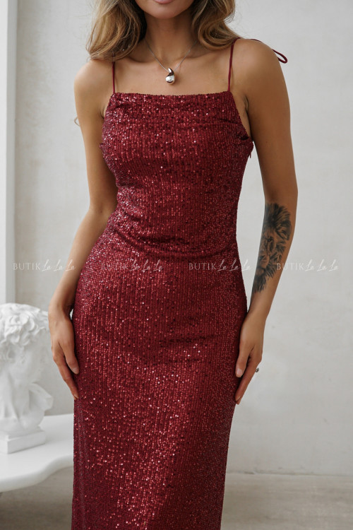 Sukienka cekinowa bordowa Delori