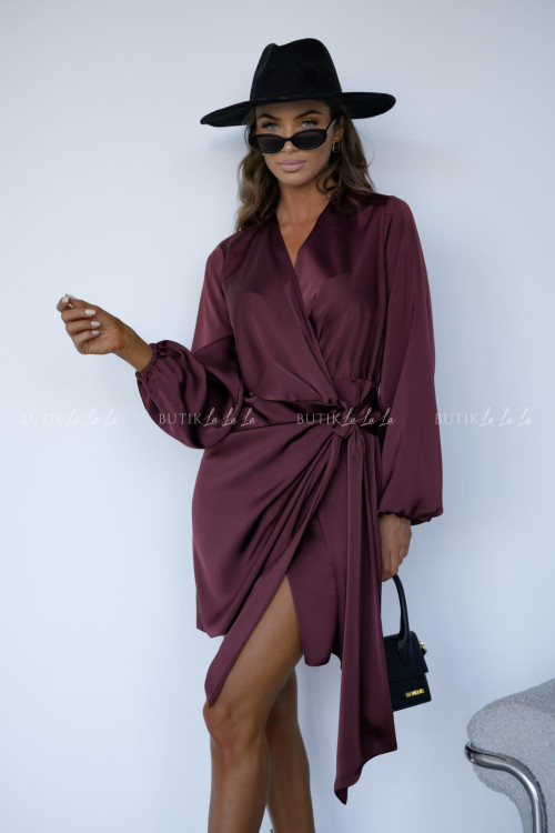 Sukienka satynowa czekoladowa Selena