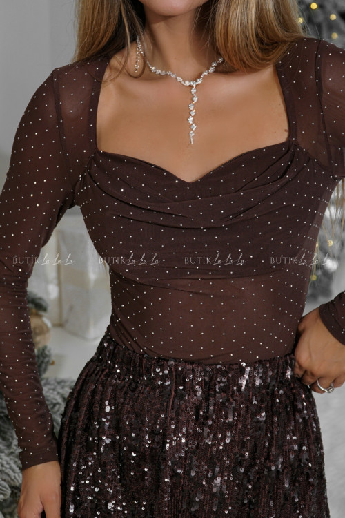 Spodenki cekinowe brązowe Corvello 4