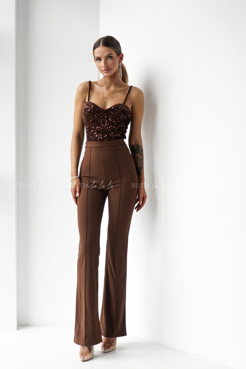 Spodnie typu flare brązowe Brico 8