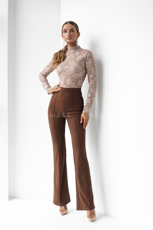 Spodnie typu flare brązowe Brico 12