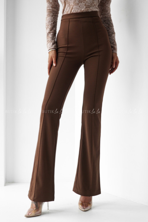 Spodnie typu flare brązowe Brico 13