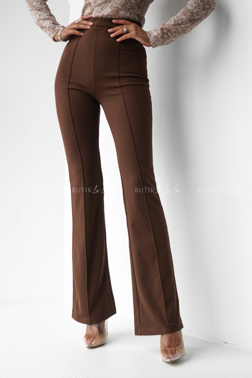 Spodnie typu flare brązowe Brico