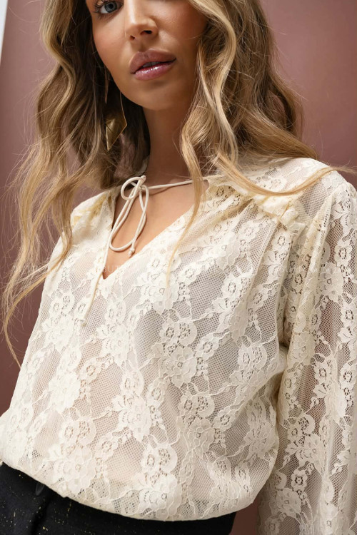 bluzka ażurowa z wiązaniem Nimes