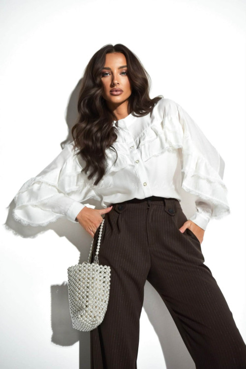 Spodnie brązowe w paski Trico 1