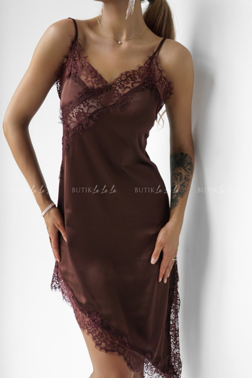 sukienka z koronką brązowa Merina