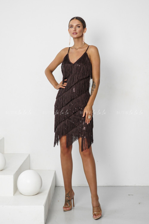 Sukienka cekinowa brązowa Pierro 1