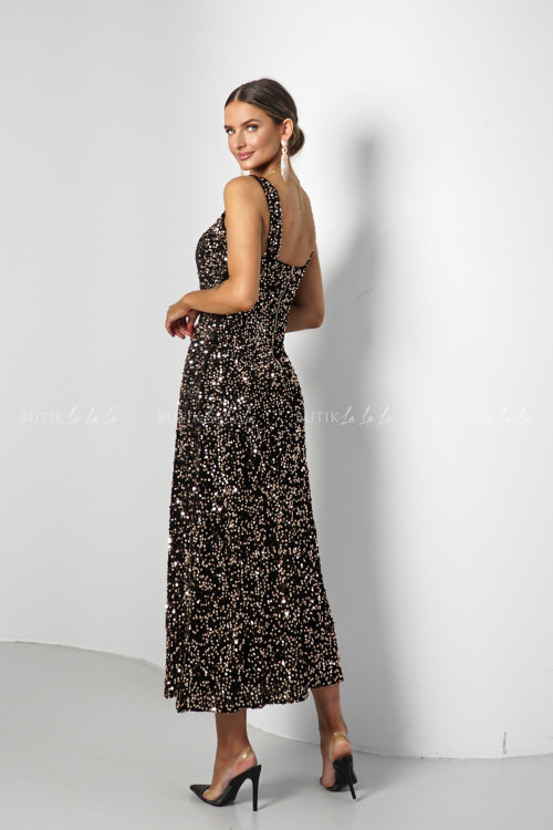 Sukienka cekinowa czarno miedziana Labelli 2