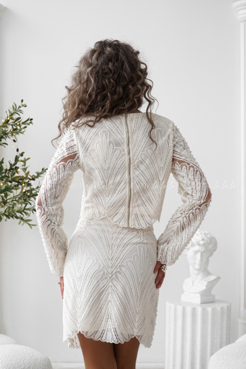 Komplet kremowy z koralikami Vesso 2