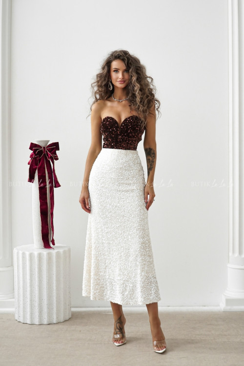 Spódnica cekinowa ecru Flamentino 1