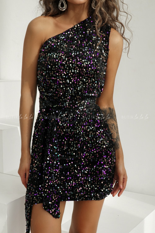 Sukienka mini cekinowa wielokolorowa Luminosa 1