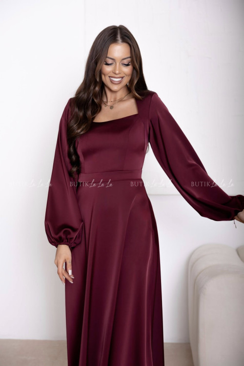 Sukienka satynowa bordowa Camelia