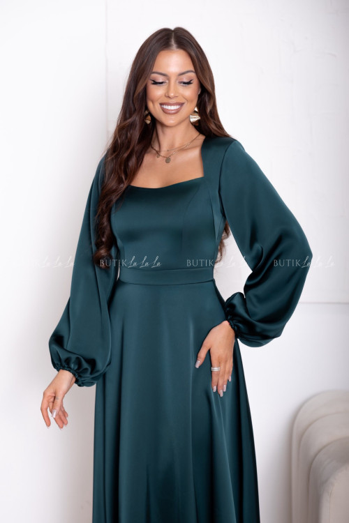 Sukienka satynowa ciemno zielona Camelia