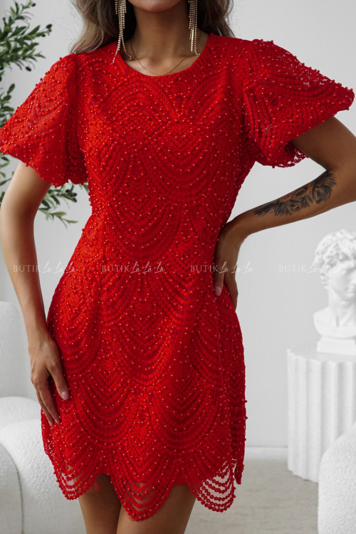 Sukienka z koralikami czerwona Santa