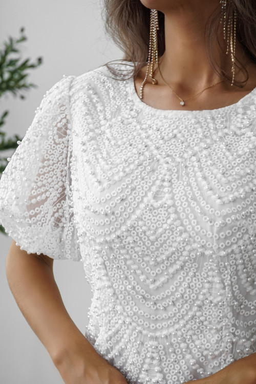 Sukienka z koralikami biała Santa