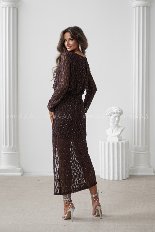 Sukienka koronkowa brązowa Missou 3