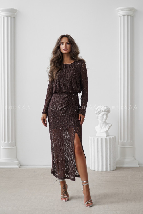 Sukienka koronkowa brązowa Missou 1