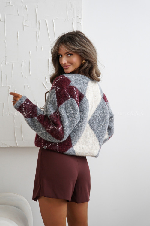 Sweter rozpinany w geometryczny wzór Girmie 1