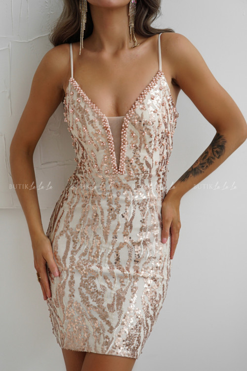 Sukienka mini cekinowa złota Kristin