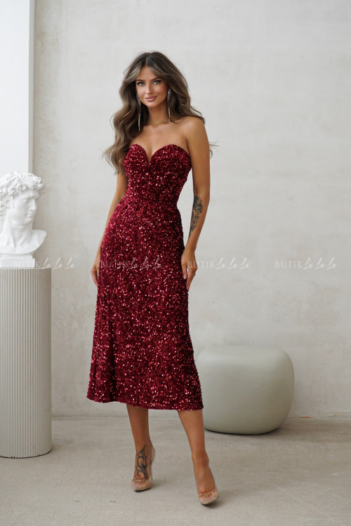 Spódnica cekinowa bordowa Flamentino 10