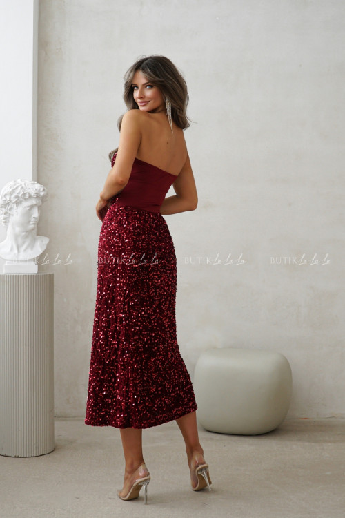 Spódnica cekinowa bordowa Flamentino 11