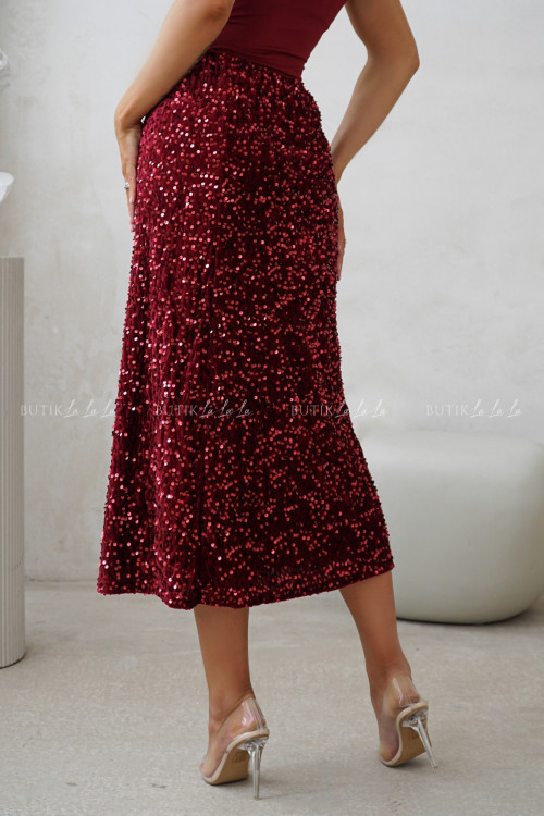 Spódnica cekinowa bordowa Flamentino 12