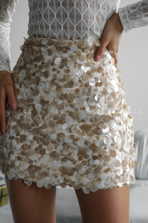 Spódnica mini cekinowa beżowa Karel 6