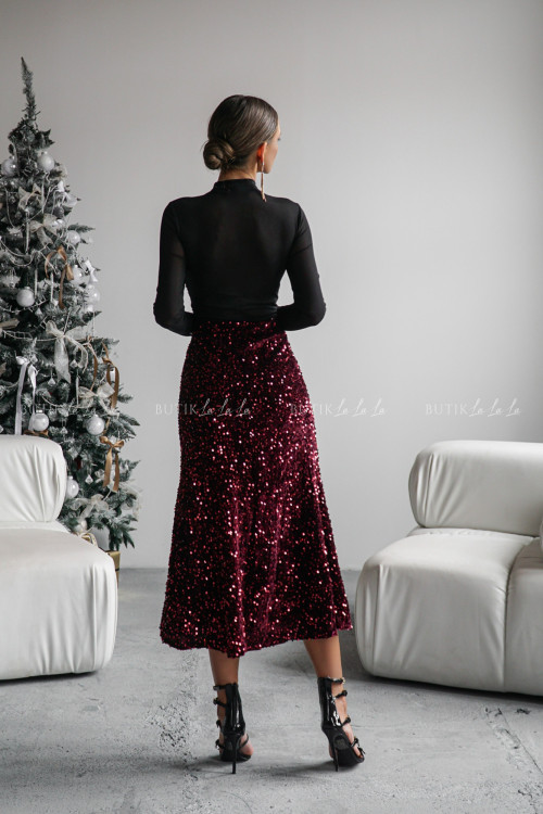 Spódnica cekinowa bordowa Flamentino 4
