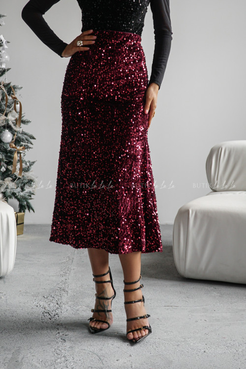 Spódnica cekinowa bordowa Flamentino