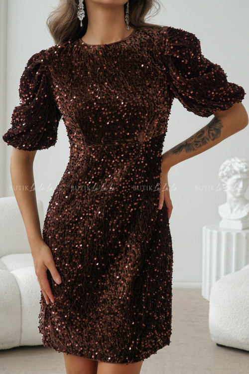 Sukienka cekinowa brązowa Brenda