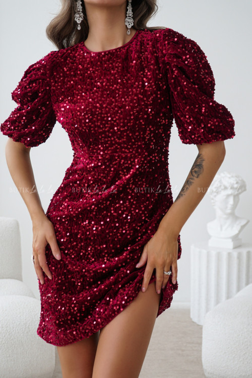 Sukienka cekinowa burgundowa Brenda