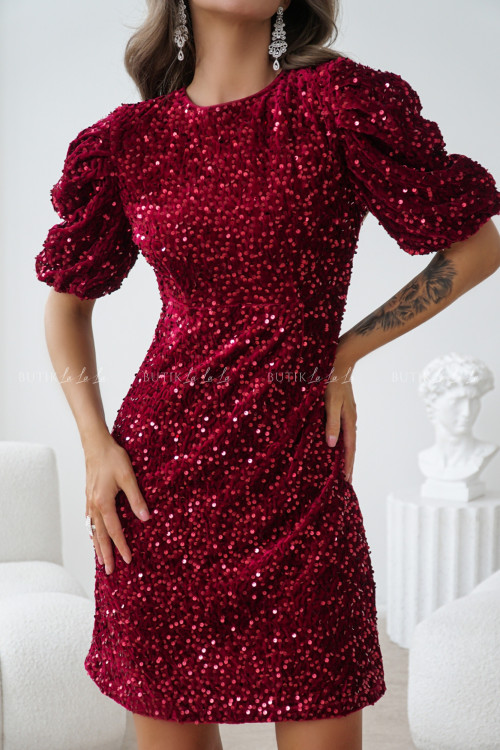 Sukienka cekinowa burgundowa Brenda 4