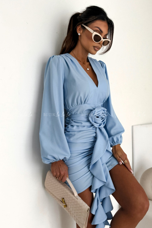 Sukienka mini marszczona błękitna Molly 8